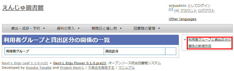 利用者グループと貸出区分の関係