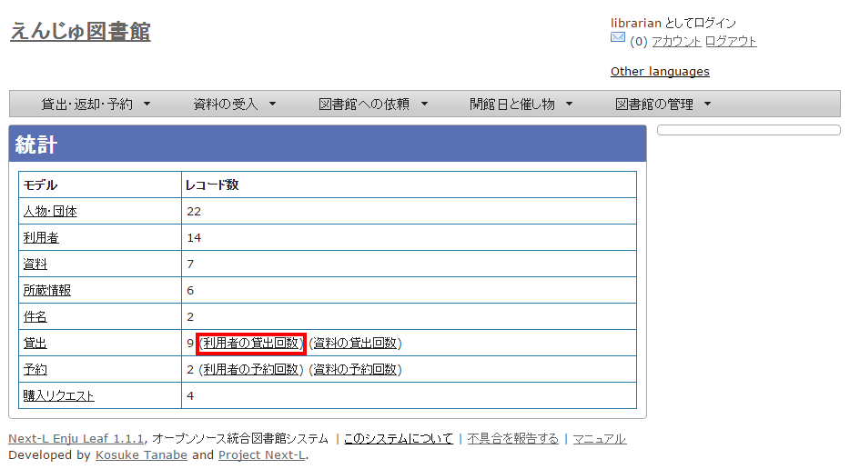 利用者の貸出回数